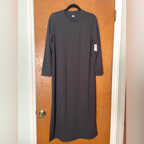 Old Navy Rib-Knit Maxi Shift Dress Gray Panther PM Medium Petite - Picture 4 of 6